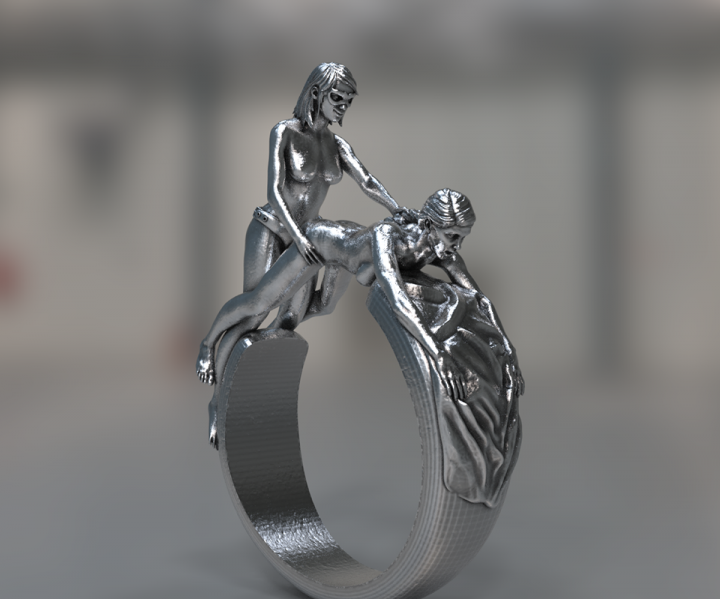 Two women doggy style sexual ring